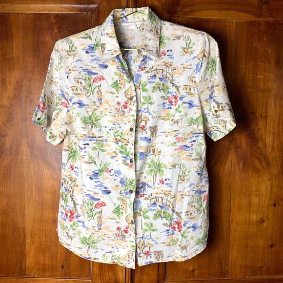 Vtg. 90s Asian Textured  Button Down by Allison Daley- 10 - Picture 3 of 11